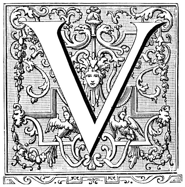 Antique illustration of ornate letter V Our beautiful Wall Art and Photo  Gifts include Framed Prints, Photo Prints, Poster Prints, Canvas Prints,  Jigsaw Puzzles, Metal Prints and so much more