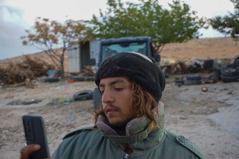 West Bank settlers commonly film activists in an effort to intimidate them. (E. A. Halevi / Jacobin) West Bank settlers commonly film activists in an effort to intimidate them. (E. A. Halevi / Jacobin)