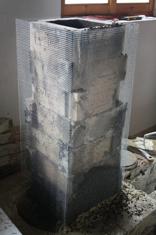 metallic wire mesh around the heat riser