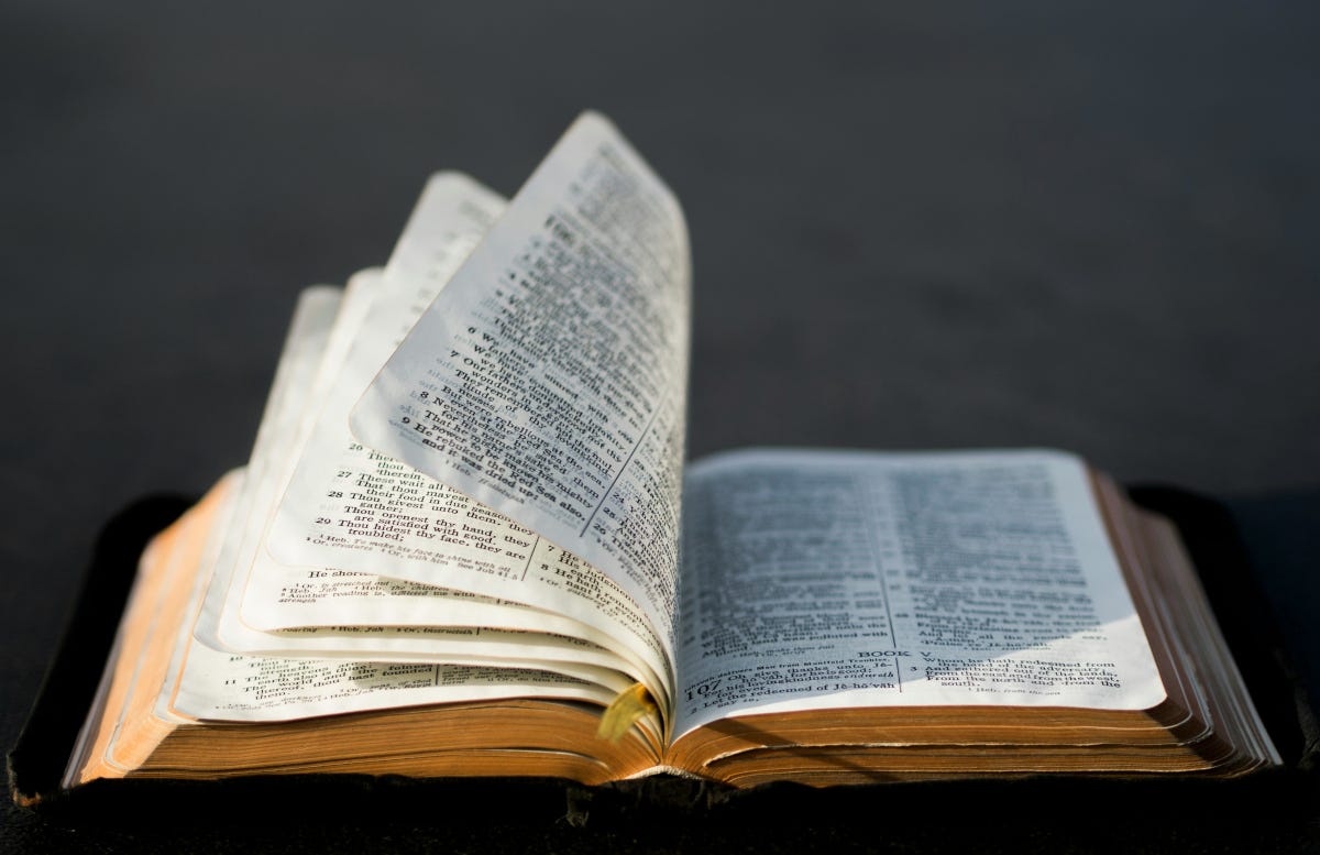 An open copy of the Bible