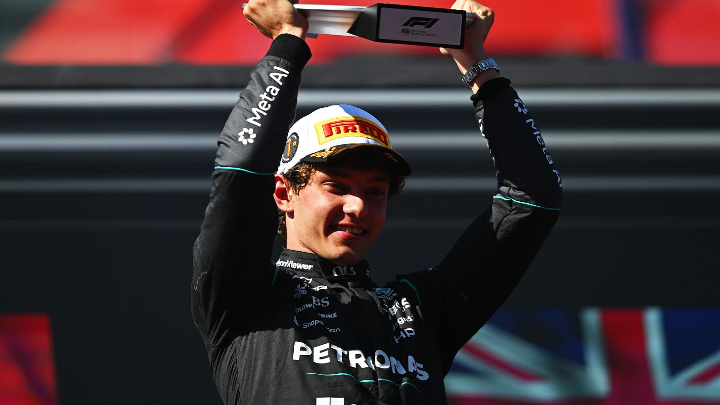 MADRID, SPAIN - SEPTEMBER 13: Race winner Andrea Kimi Antonelli of Italy and Mercedes AMG Petronas MADRID, SPAIN - SEPTEMBER 13: Race winner Andrea Kimi Antonelli of Italy and Mercedes AMG Petronas