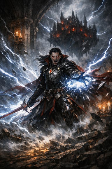 Strahd von Zarovich unleashing Thunderwave in Castle Ravenloft