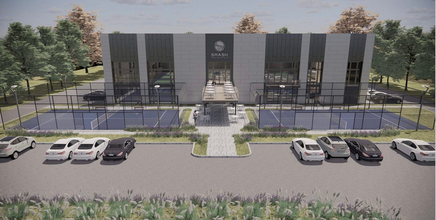 Exterior of Smash Padel and Pickle Club in Connecticut