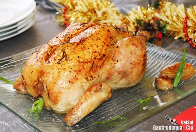 Pollo relleno al horno