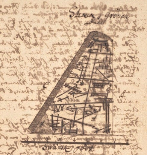 Three depictions of a stone with cracks in different surroundings