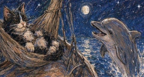 Alexandre the Cat Meets a Purposeful Porpoise
