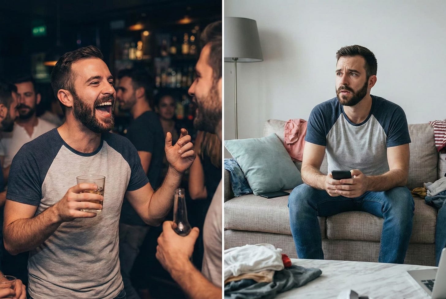 Two environments, one person. Two environments, one person.