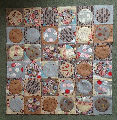 Circle patchwork in progress Circle patchwork in progress