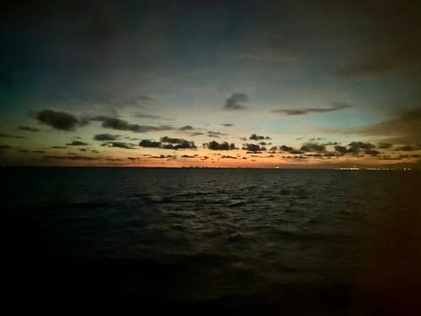 Dan and I always like to be on the top deck as our cruise ships leave port.