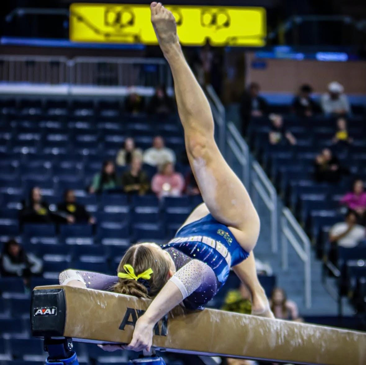 A Michigan gymnast on beam