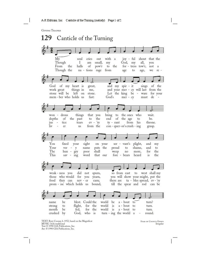 Canticle of The Turning | PDF | Christian Hymns | Christian Worship And  Liturgy