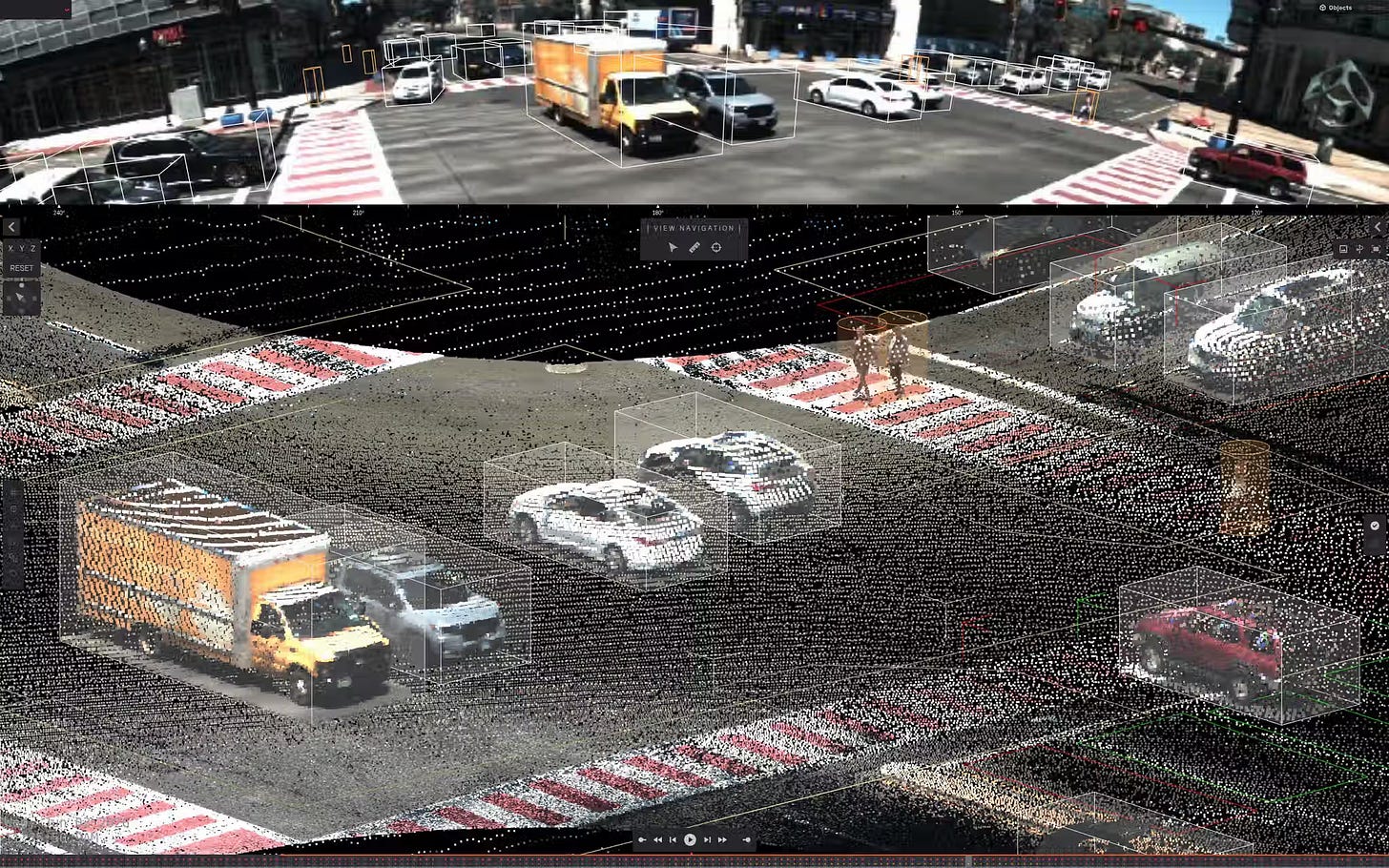 A lidar view of a city intersection A lidar view of a city intersection