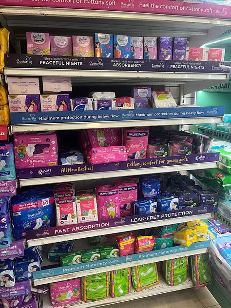 The women's section of a Pakistani grocery store