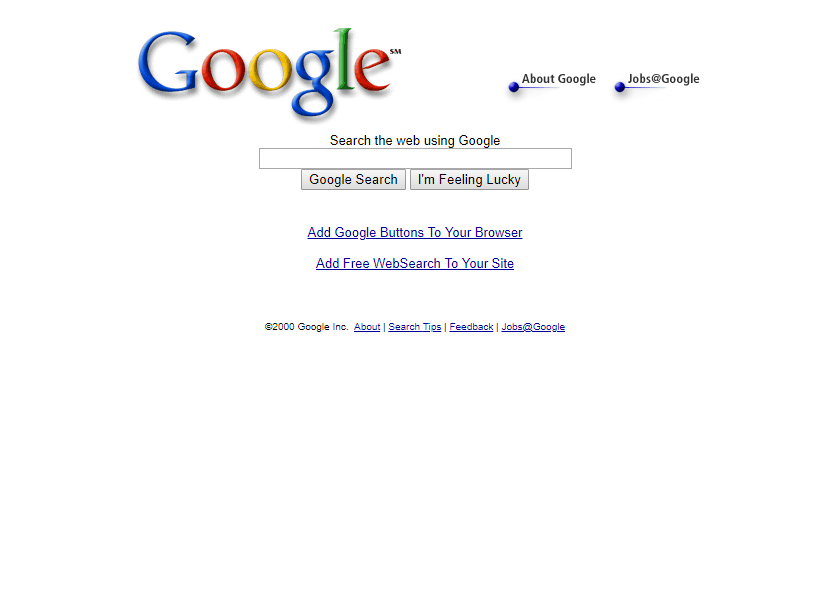 Google in 2000 timeline | Web Design Museum