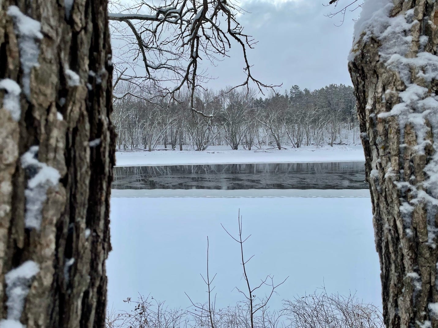 A snowy landscape with trees and a river

AI-generated content may be incorrect.