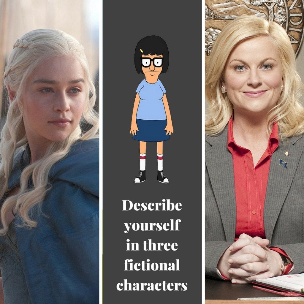 rukristin describe yourself in three fictional characters rukristin describe yourself in three fictional characters