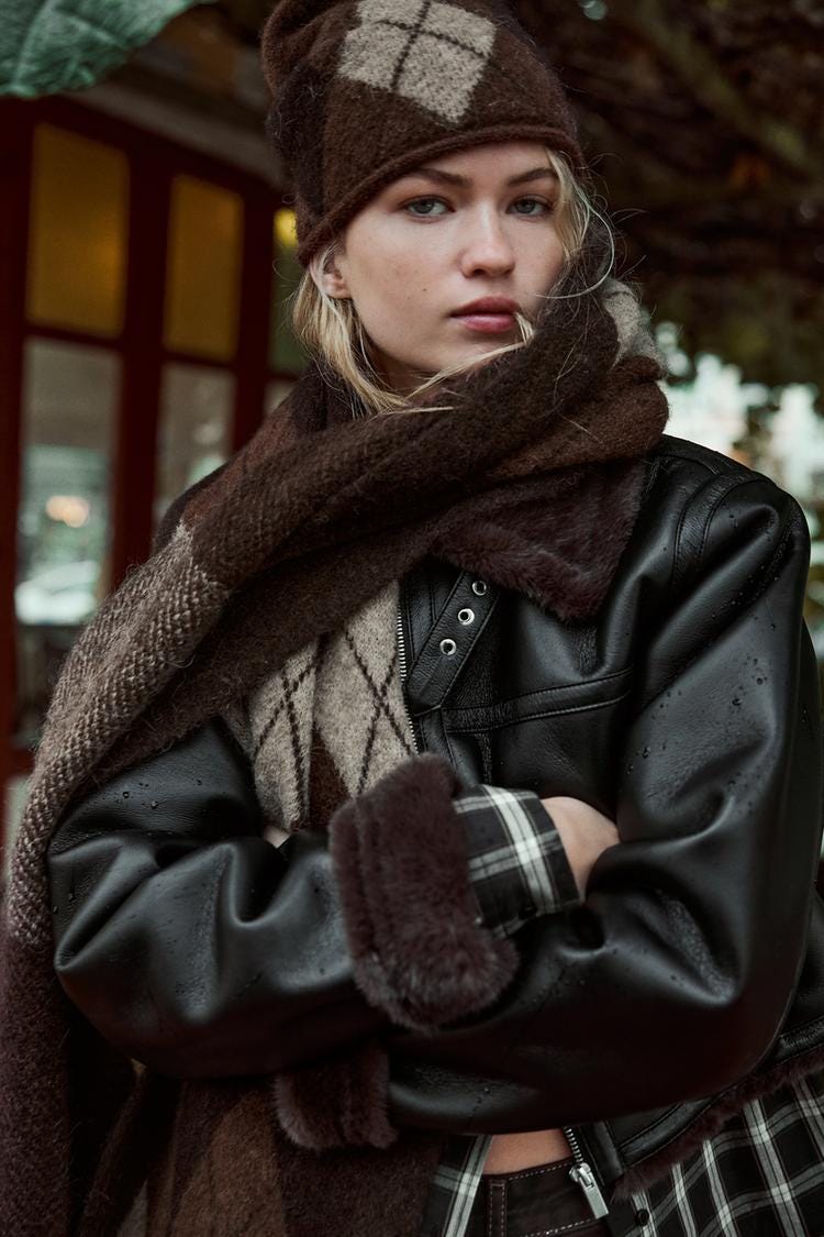 Zara ARGYLE KNIT SCARF - Brown - Image 0