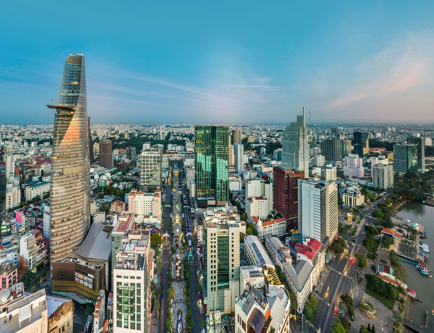 vista de pájaro Saigón rascacielos distrito 1 vietnam
