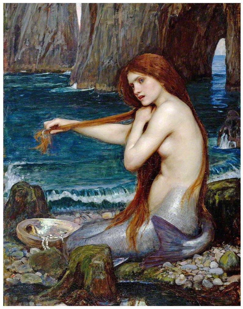 A MERMAID John William Waterhouse. Famous Medieval Renaissance image 1