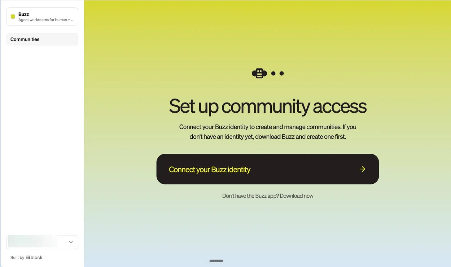 Builderlab community-access screen with the connect identity button Builderlab community-access screen with the connect identity button