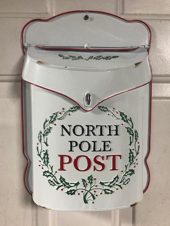 North Pole Post Box, Rustic Display Mailbox, Tin Display Mailbox, Rustic  Decor, Christmas Decor, Holiday Decor, North Pole, Letters to Santa - Etsy