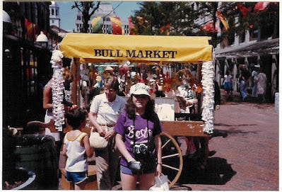 Me, around age 15 standing in front of a vendor cart with my big camera case around my neck. Me, around age 15 standing in front of a vendor cart with my big camera case around my neck.