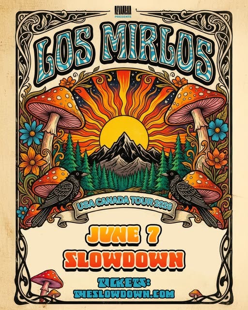 May be an image of text that says 'SPANEA BOS MIURLOS PRESENTS USACANADATOUR2026 USA CANADA TOUR2026 JUNE 7 SLOWDOWN TCKETT: SHESLOWDOWN.COM'