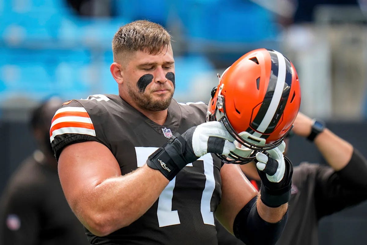 Browns vs. Bengals: Wyatt Teller does Wyatt Teller things; drives a LB 25  yards downfield - Yahoo Sports