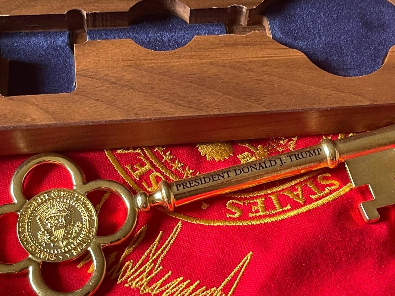 The key, engraved “PRESIDENT DONALD J. TRUMP” The key, engraved “PRESIDENT DONALD J. TRUMP”