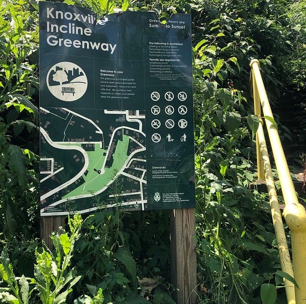 Knoxville Incline Greenway sign on Welsh Way