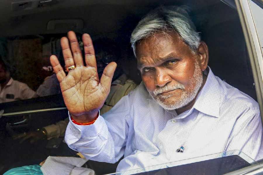Former Jharkhand chief minister Champai Soren during a visit at his native village, in Seraikela Kharsawan district, Wednesday, Aug. 21, 2024.