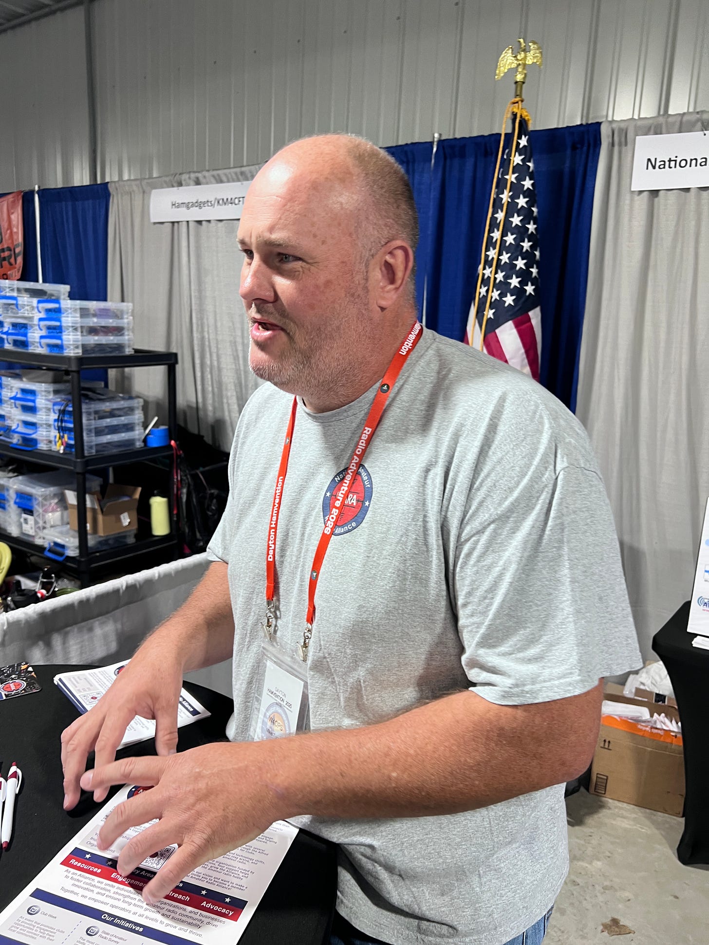 Mikel Turner W4OPS at Hamvention 2026. Image courtesy of Steve Stroh N8GNJ.
