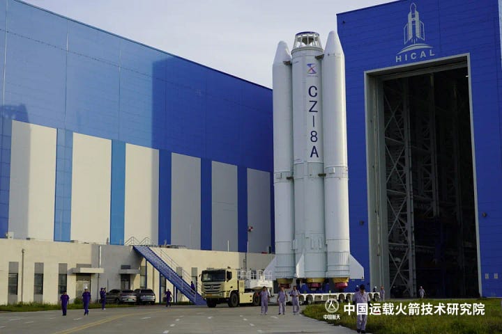 The first-stage, second-stage, and fairing for the Long March 8A heading to Commercial Launch Pad 1 at the end of June.