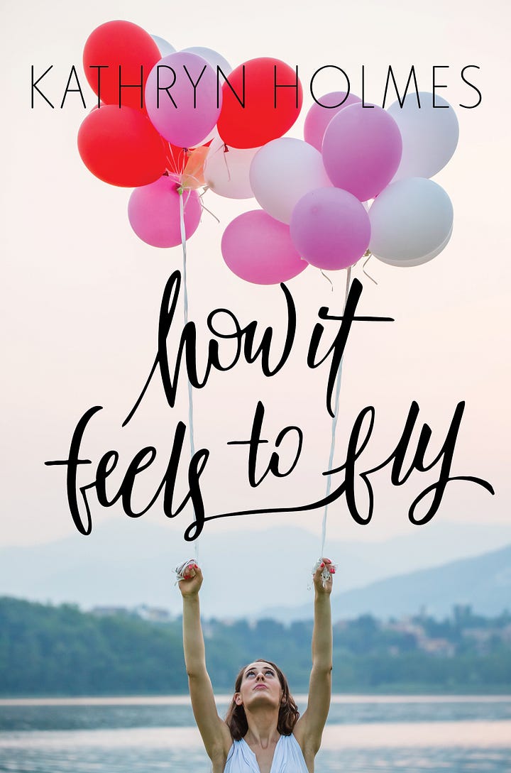 The cover of How It Feels to Fly shows a white girl holding a bunch of pink, red, and white balloons. The cover of The Thirteenth Circle shows two white tweens, one blonde and one brunette, running through a dark cornfield after green glowing orbs.