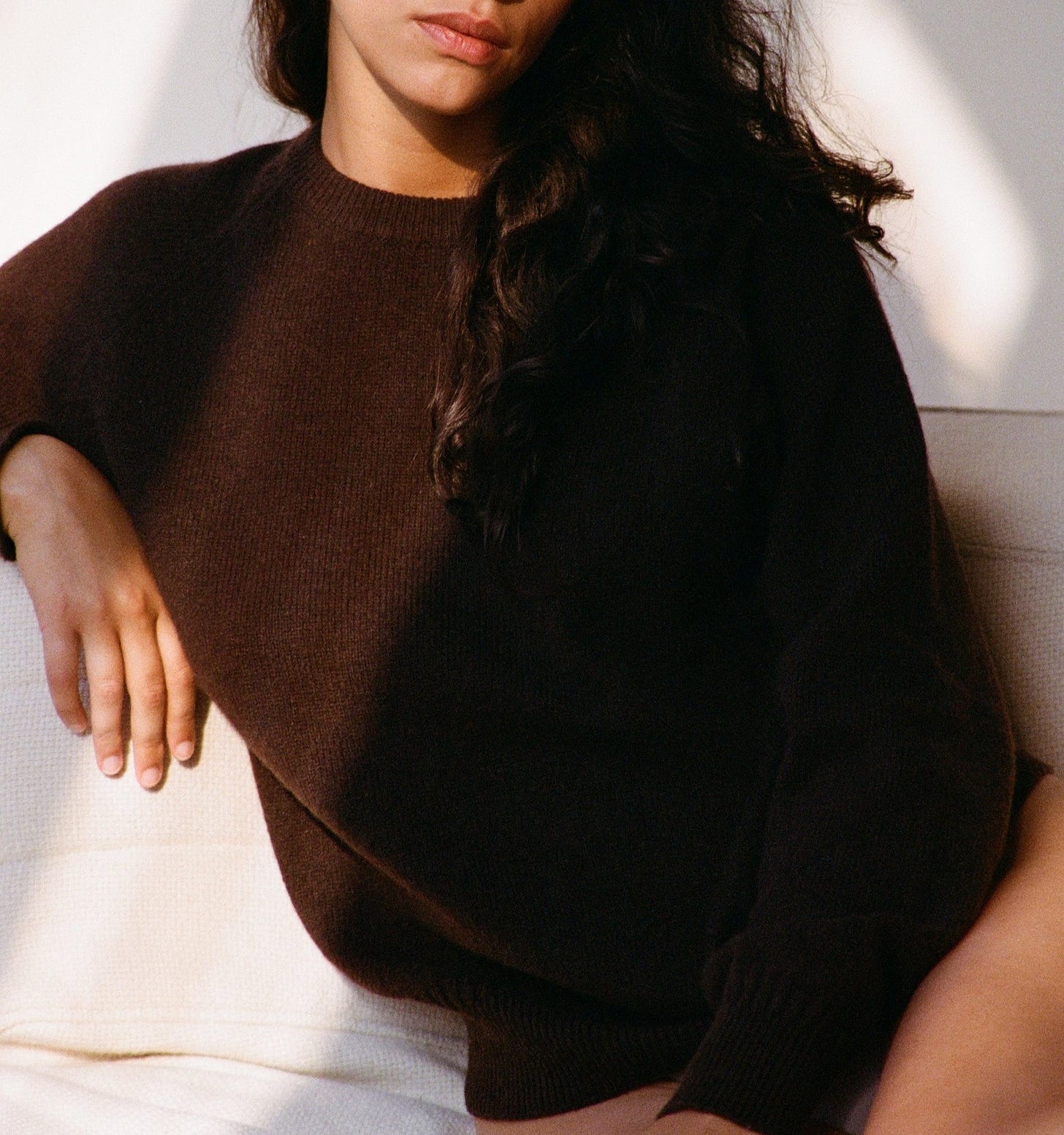 Women's crewneck cashmere sweater in White  Women's crewneck cashmere sweater in White