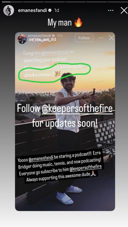 Eman Esfandi IG Ahsoka season 2 post Eman Esfandi IG Ahsoka season 2 post