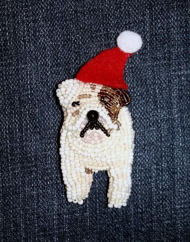 beaded English bulldog dog wearable fine art pin etsy Boston bead artist scrooge bah humbug beaded English bulldog dog wearable fine art pin etsy Boston bead artist scrooge bah humbug