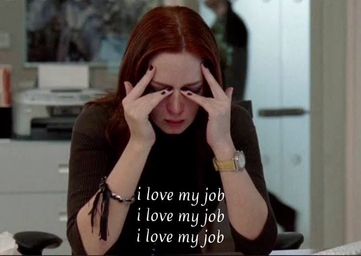 Contém: quotes from fashion movie devil wears prada “i love my job”