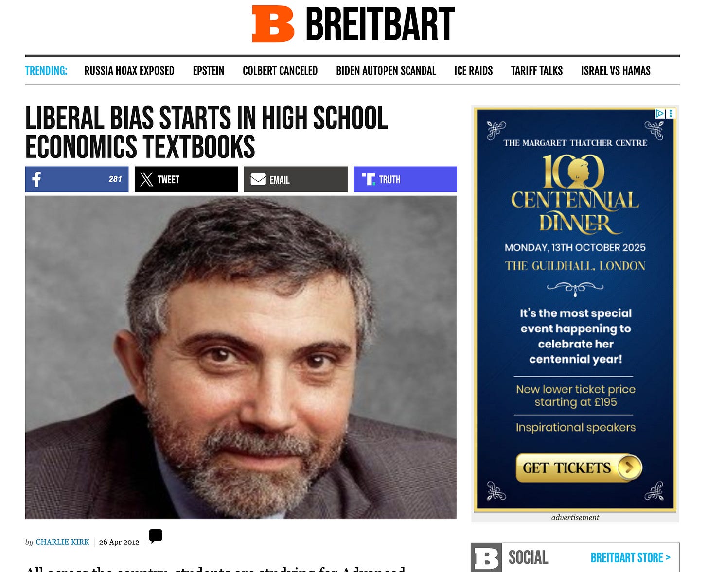 Il primo articolo di Charlie Kirk su Breitbart News