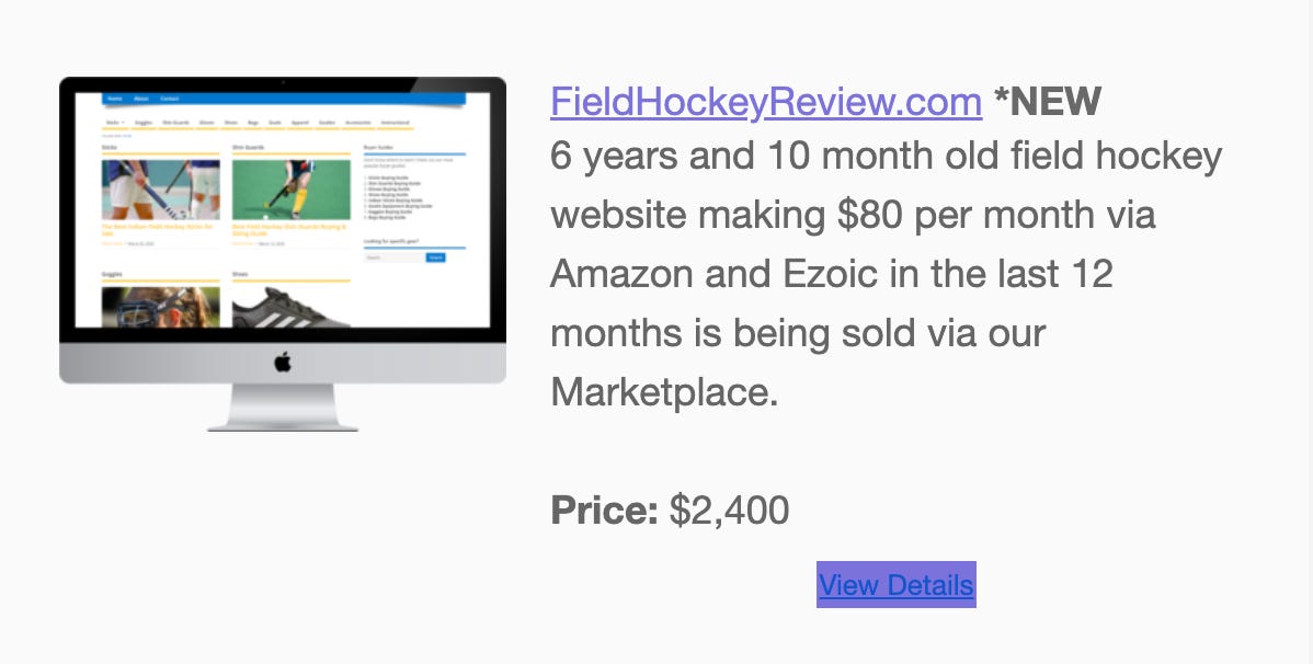 Motion Invest newsletter with Fieldhockeyreview.com listing