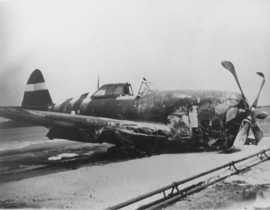 crashed P-47 Thunderbolt with D-Day invasion stripes | World War Photos