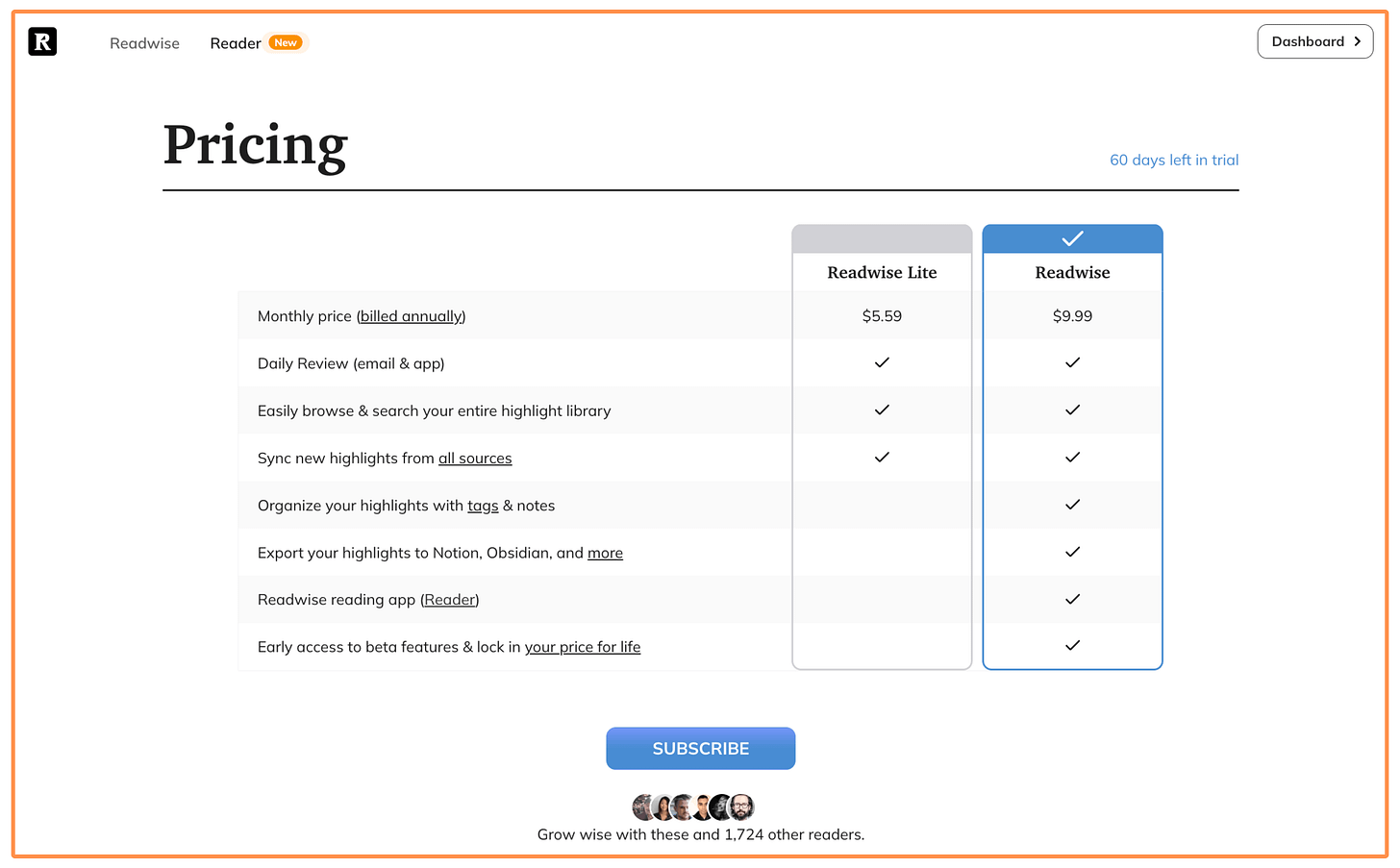 Readwise Pricing