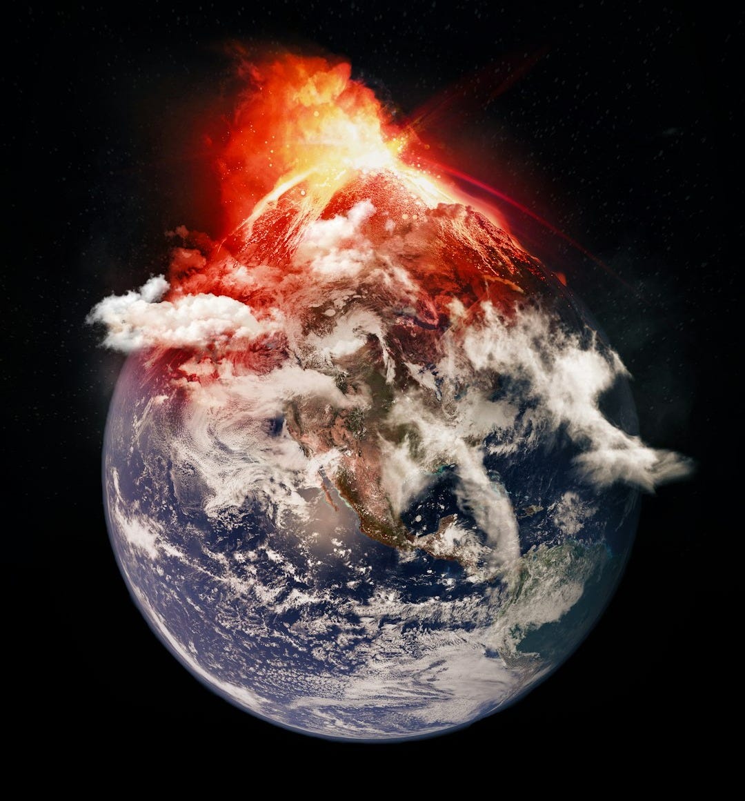 an image of the earth with a volcano on top of it an image of the earth with a volcano on top of it
