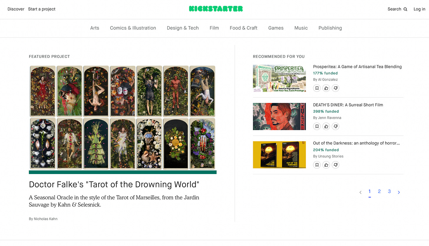 Kickstarter home screen