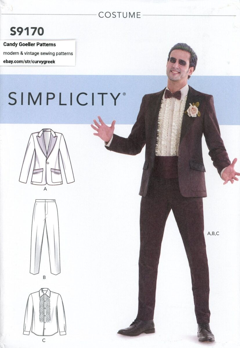 Another modern example of a modern Simplicity pattern, showing aman in a suit, but not a cool suit. It looks rather silly.