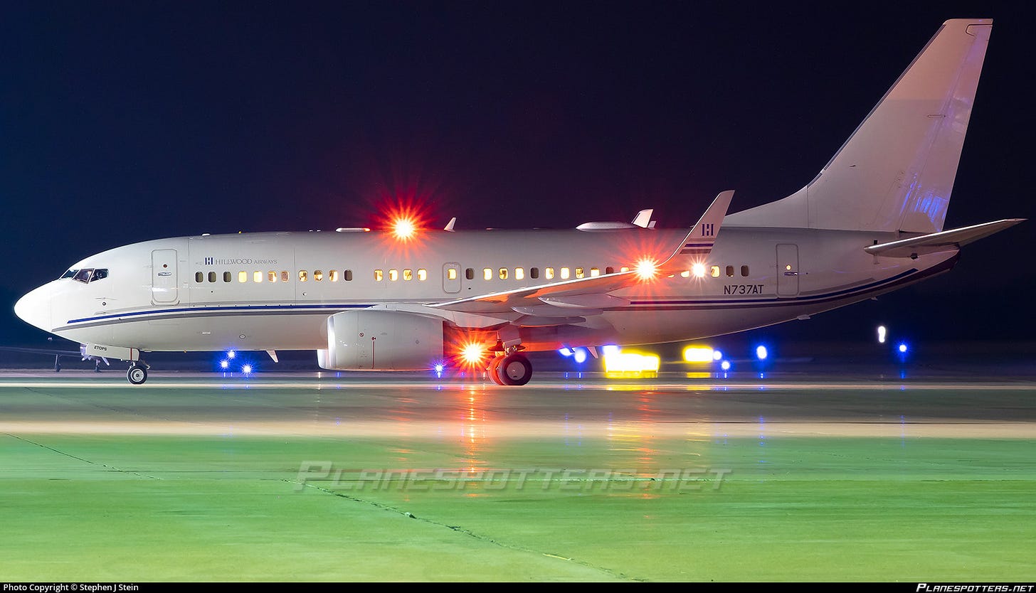 N737AT Hillwood Airways Boeing 737-7HJC(WL) BBJ photographed at Columbia Regional (COU / KCOU) by Stephen J Stein