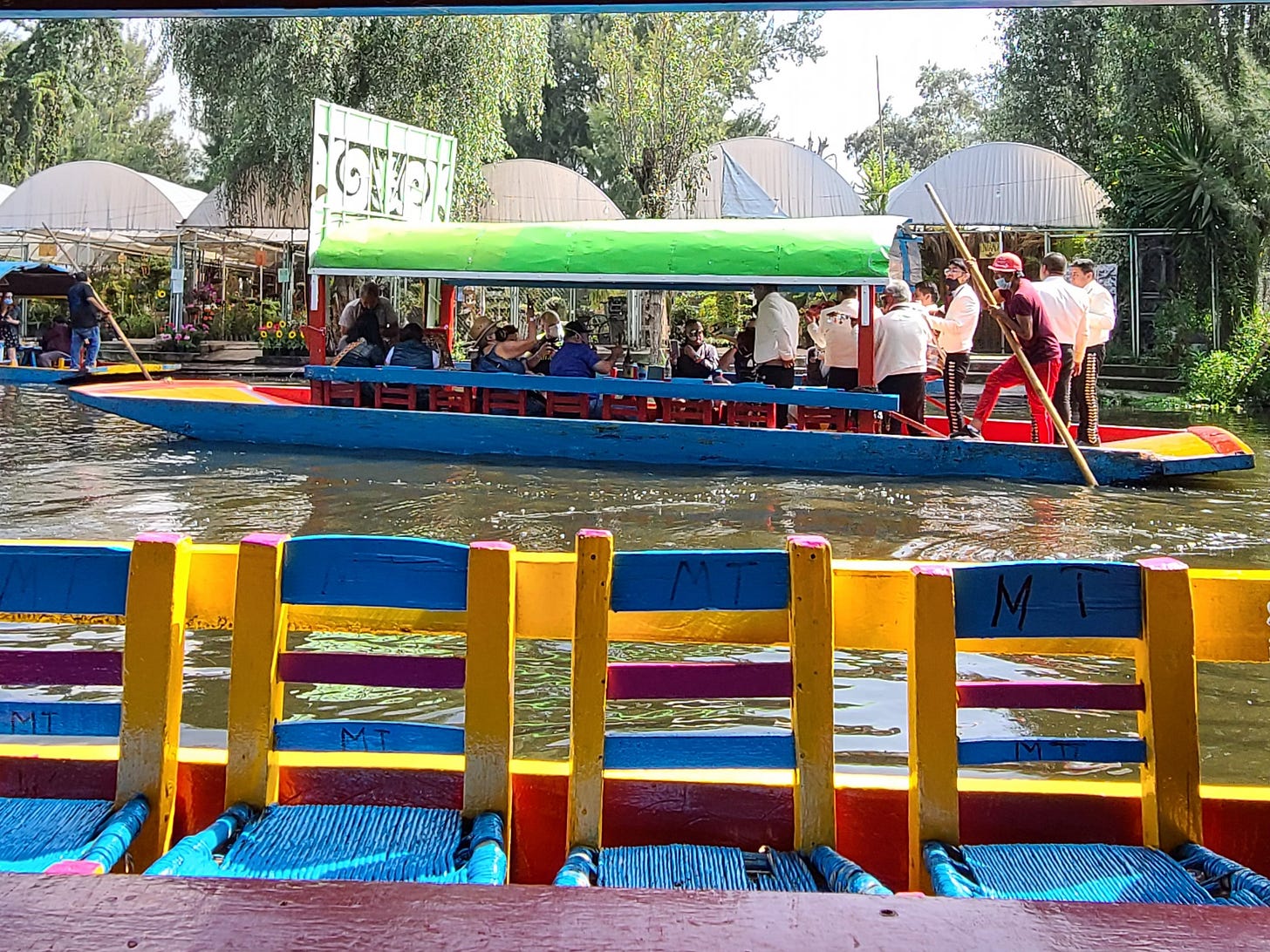 Trajineras in Xochimilco, Mexico City Trajineras in Xochimilco, Mexico City