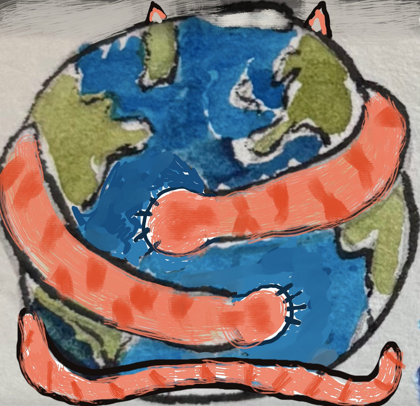 a cat embraces the earth