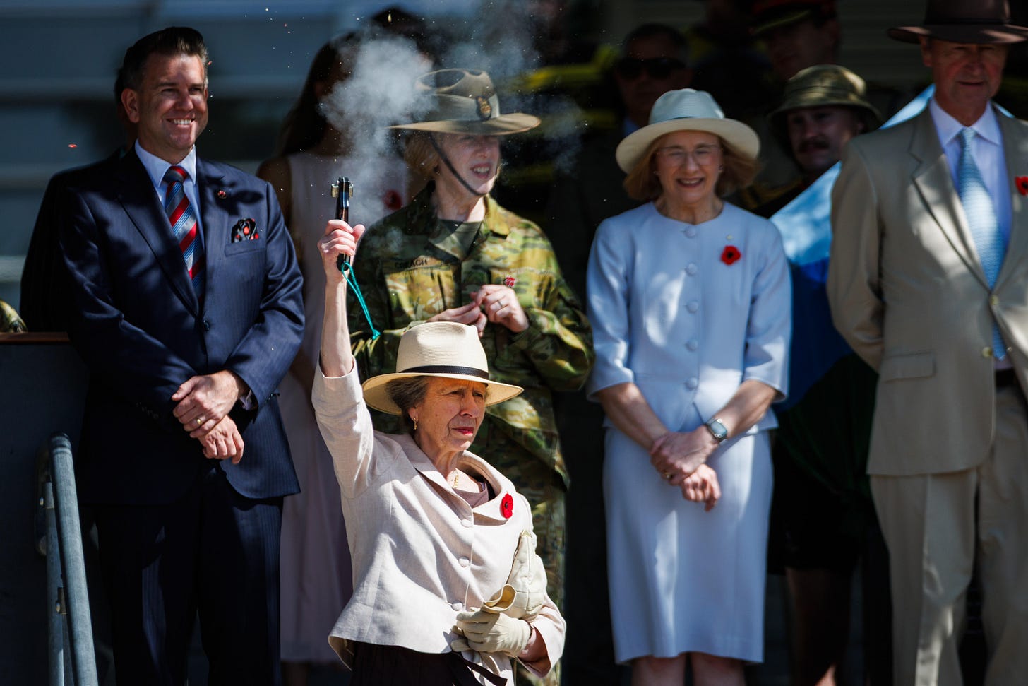 Princess Anne firing a pistol Princess Anne firing a pistol