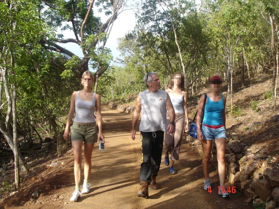 Marcinkova hikes with Epstein and two friends in the Caribbean sun